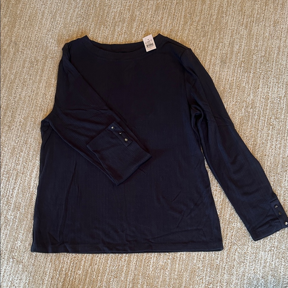 Loft charcoal gray ribbed lightweight top